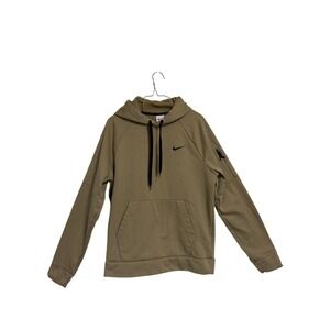 Nike Therma-FIT Hoodie Mens Small Khaki Tan Pullover DQ4834-247 Pocket Arm Zip